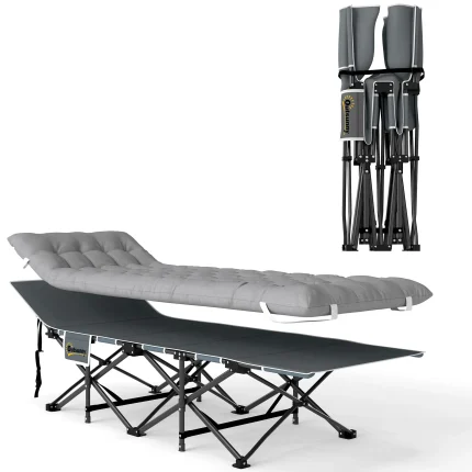 Hopfällbar campingsäng med madrass
